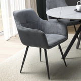 Corduroy Fabric Dining Chairs in Set Of 2 With Black Metal Legs - Denver