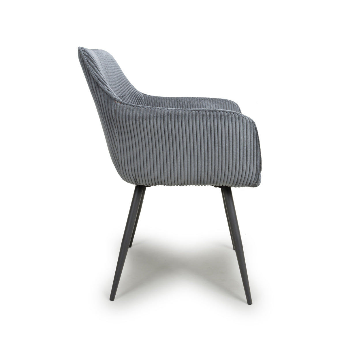 Corduroy Fabric Dining Chairs in Set Of 2 With Black Metal Legs - Denver