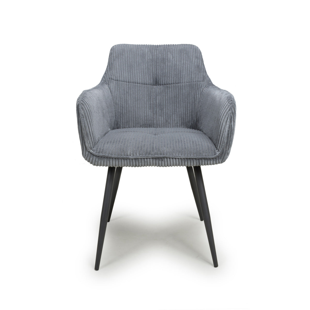 Corduroy Fabric Dining Chairs in Set Of 2 With Black Metal Legs - Denver