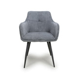 Corduroy Fabric Dining Chairs in Set Of 2 With Black Metal Legs - Denver