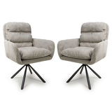Corduroy Fabric Dining Chairs in Set Of 2 With Swivel Function - Cassidy
