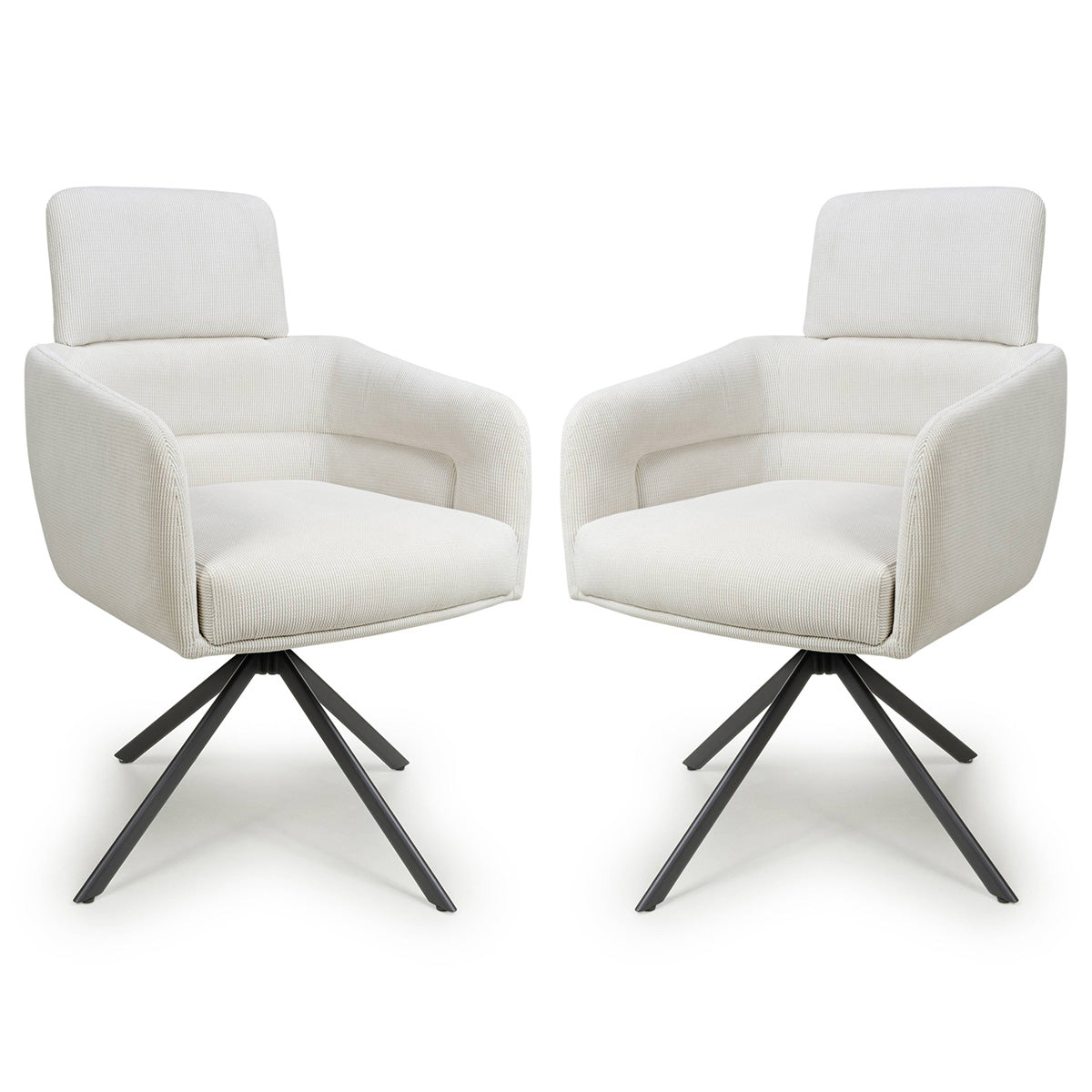 Corduroy Fabric Dining Chairs in Set Of 2 With Swivel Function - Polaris