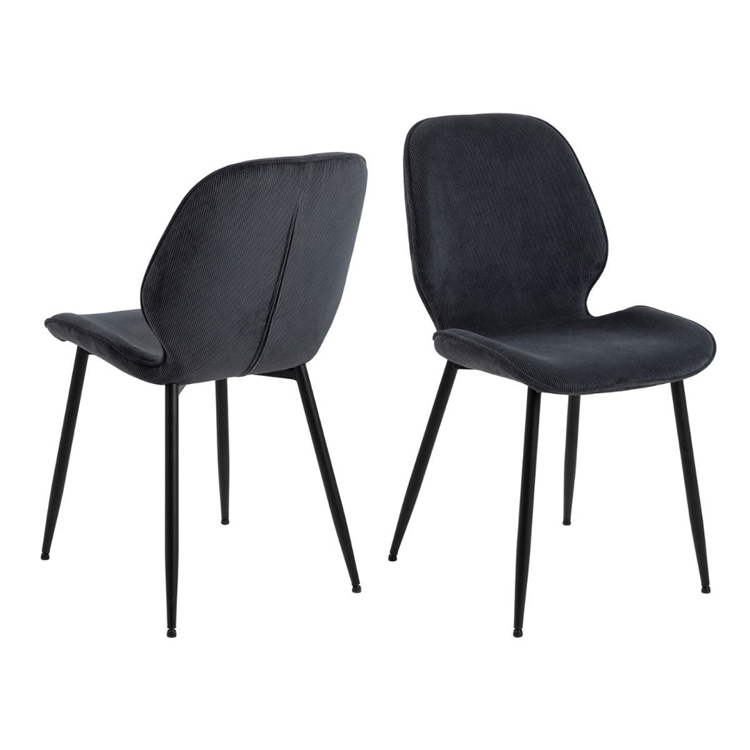 Corduroy Fabric Dining Chairs in Set of 4 - Femke