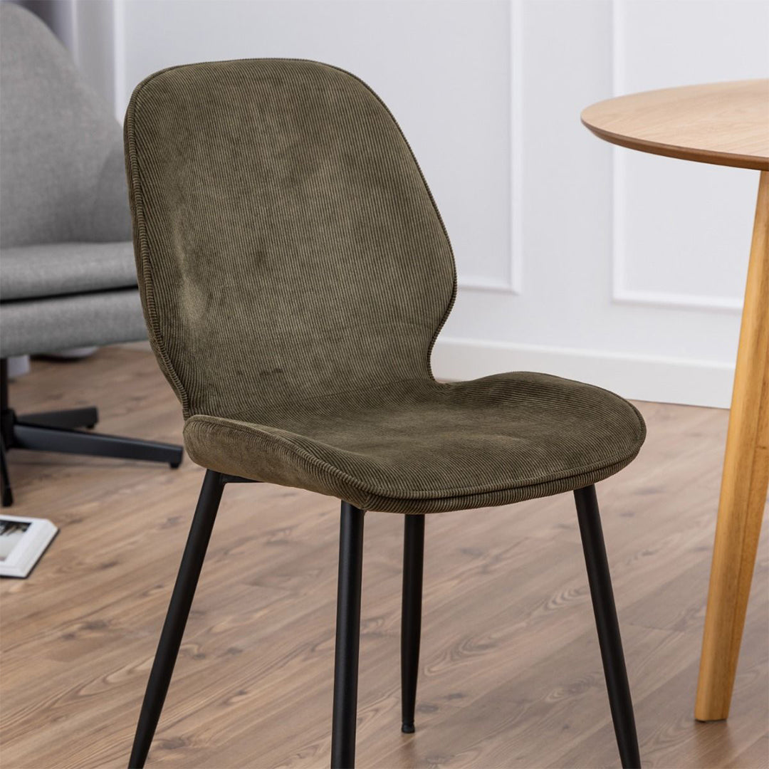 Corduroy Fabric Dining Chairs in Set of 4 - Femke