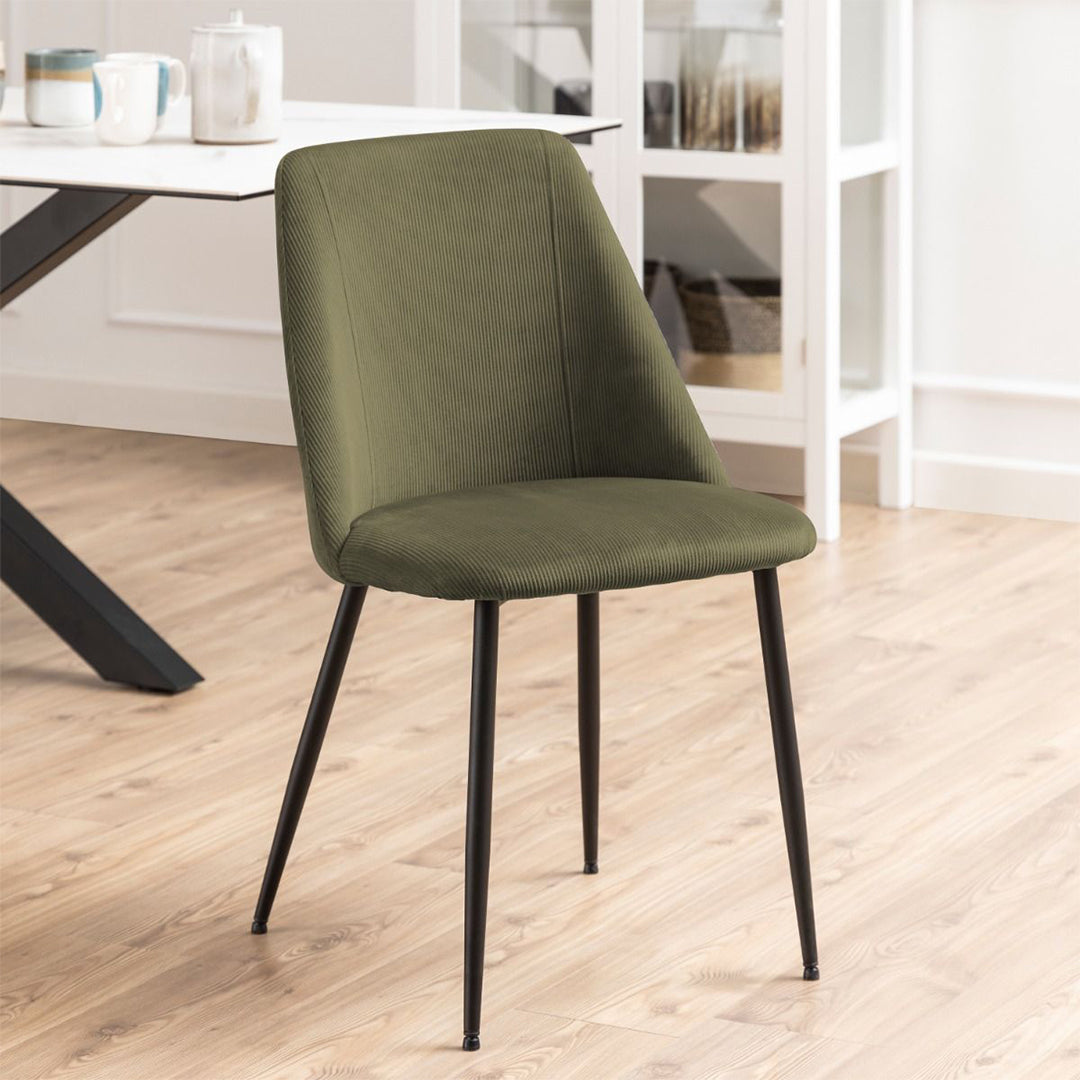 Corduroy Fabric Dining Chairs Set of 4 - Ines