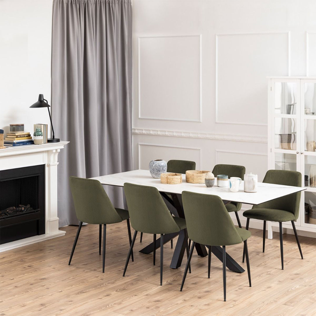 Corduroy Fabric Dining Chairs Set of 4 - Ines
