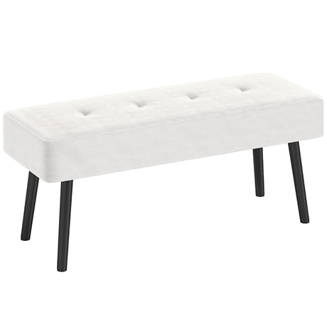 Corduroy Fabric Hallway Seating Bench 100cm Wide - Velmora