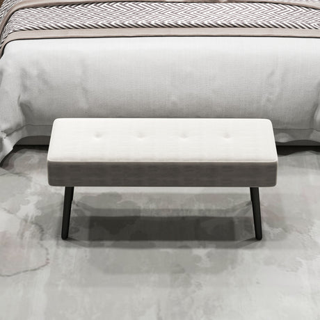 Corduroy Fabric Hallway Seating Bench 100cm Wide - Velmora