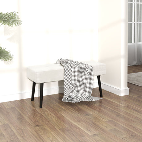 Corduroy Fabric Hallway Seating Bench 100cm Wide - Velmora