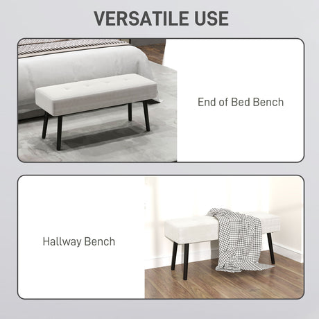 Corduroy Fabric Hallway Seating Bench 100cm Wide - Velmora