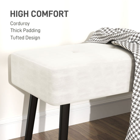 Corduroy Fabric Hallway Seating Bench 100cm Wide - Velmora