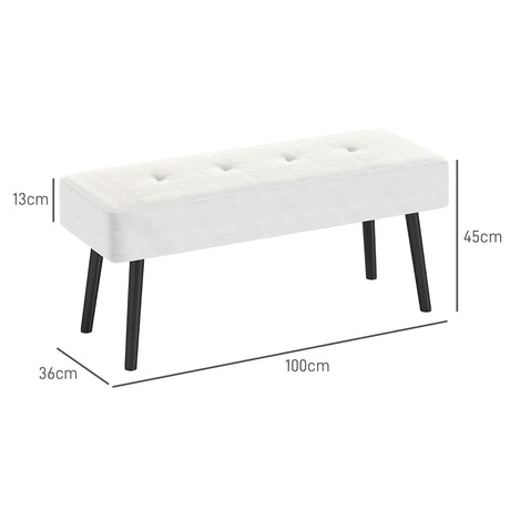 Corduroy Fabric Hallway Seating Bench 100cm Wide - Velmora