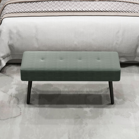 Corduroy Fabric Hallway Seating Bench 100cm Wide - Velmora