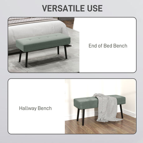 Corduroy Fabric Hallway Seating Bench 100cm Wide - Velmora