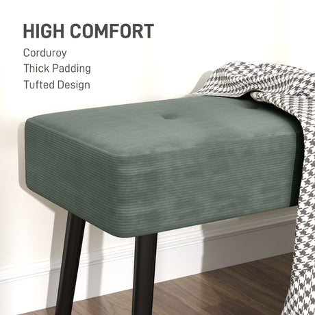 Corduroy Fabric Hallway Seating Bench 100cm Wide - Velmora