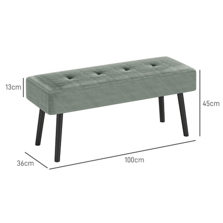 Corduroy Fabric Hallway Seating Bench 100cm Wide - Velmora