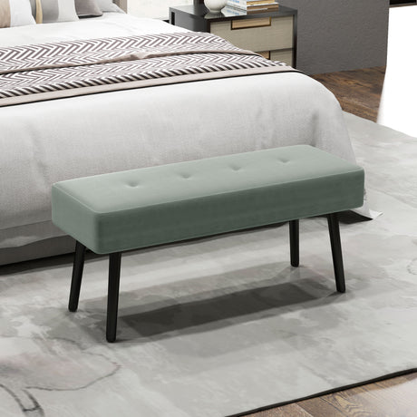 Corduroy Fabric Hallway Seating Bench 100cm Wide - Velmora