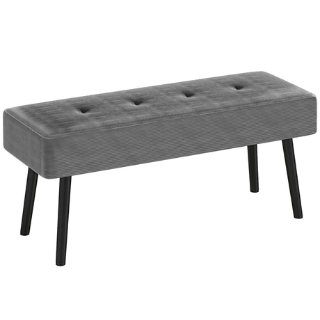 Corduroy Fabric Hallway Seating Bench 100cm Wide - Velmora