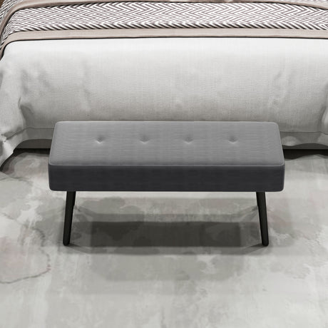 Corduroy Fabric Hallway Seating Bench 100cm Wide - Velmora