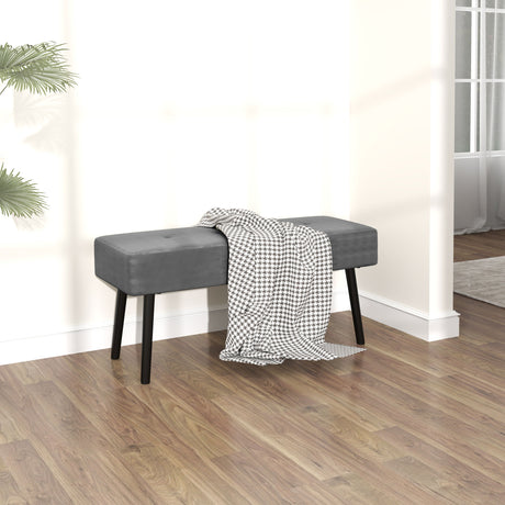 Corduroy Fabric Hallway Seating Bench 100cm Wide - Velmora