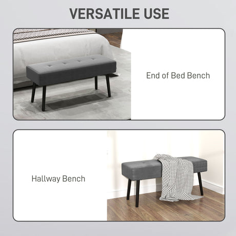 Corduroy Fabric Hallway Seating Bench 100cm Wide - Velmora