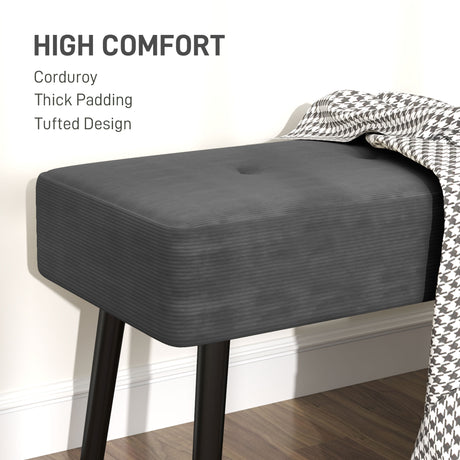 Corduroy Fabric Hallway Seating Bench 100cm Wide - Velmora