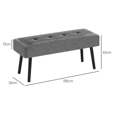 Corduroy Fabric Hallway Seating Bench 100cm Wide - Velmora