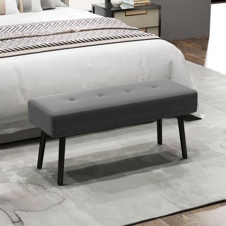 Corduroy Fabric Hallway Seating Bench 100cm Wide - Velmora