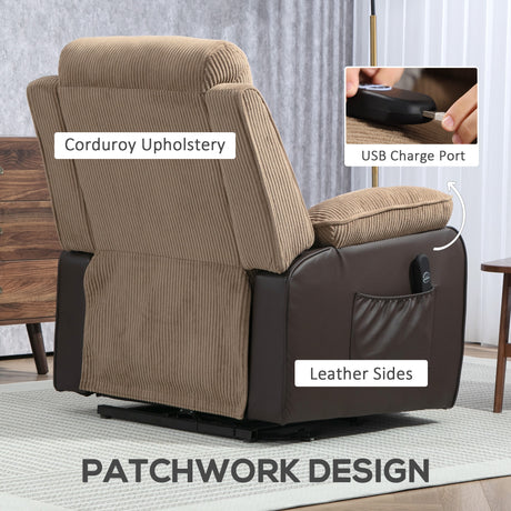 Corduroy Fabric Recliner Chair 96cm Wide With Footrest - Velmora