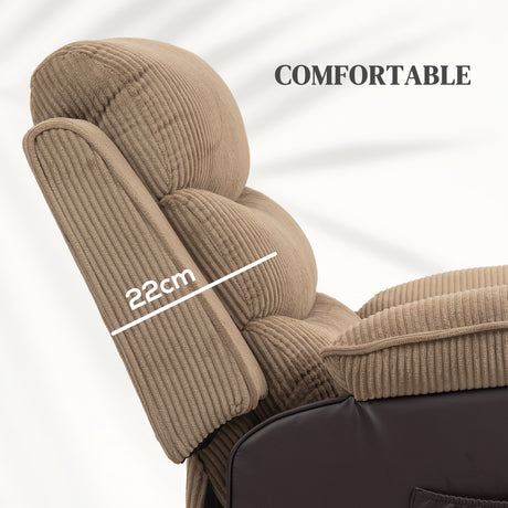Corduroy Fabric Recliner Chair 96cm Wide With Footrest - Velmora