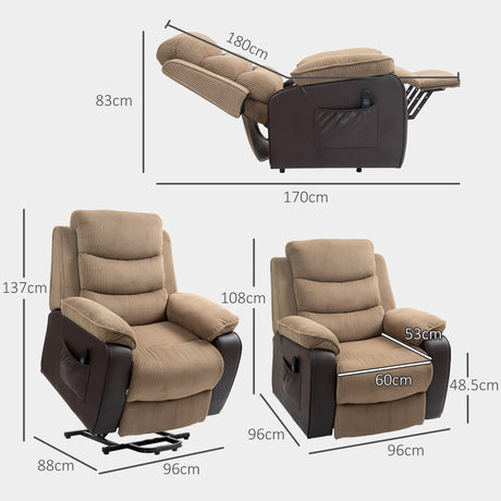 Corduroy Fabric Recliner Chair 96cm Wide With Footrest - Velmora