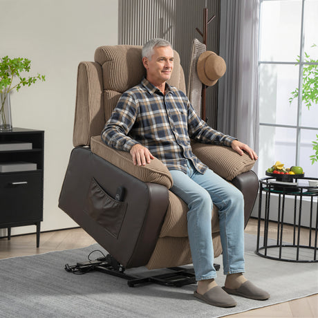 Corduroy Fabric Recliner Chair 96cm Wide With Footrest - Velmora