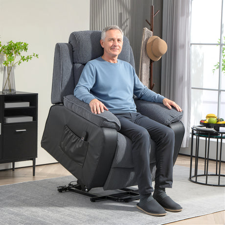 Corduroy Fabric Recliner Chair 96cm Wide With Footrest - Velmora