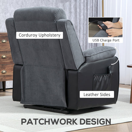Corduroy Fabric Recliner Chair 96cm Wide With Footrest - Velmora