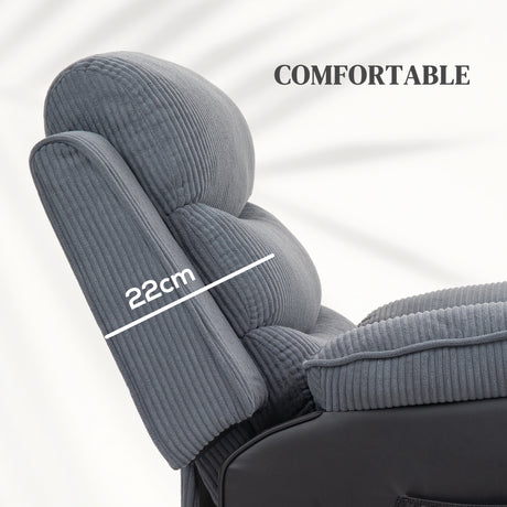 Corduroy Fabric Recliner Chair 96cm Wide With Footrest - Velmora