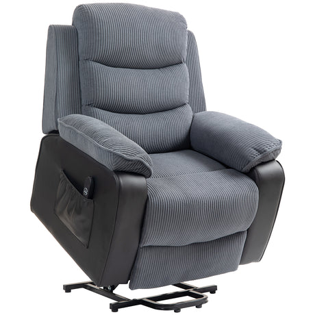 Corduroy Fabric Recliner Chair 96cm Wide With Footrest - Velmora