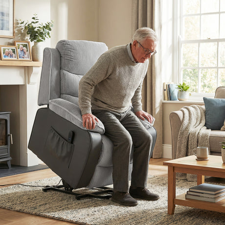 Corduroy Fabric Recliner Chair 96cm Wide With Footrest - Velmora