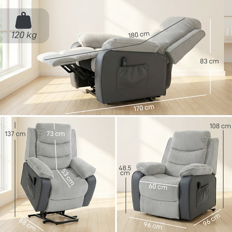 Corduroy Fabric Recliner Chair 96cm Wide With Footrest - Velmora
