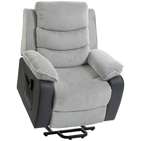 Corduroy Fabric Recliner Chair 96cm Wide With Footrest - Velmora