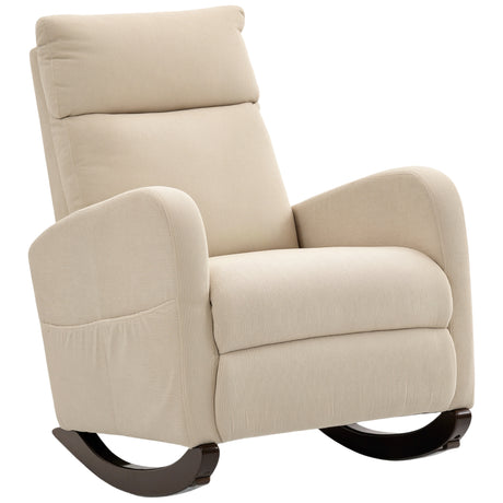 Corduroy Fabric Rocking Chair 67cm Wide - Velmora