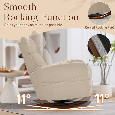 Corduroy Fabric Rocking Chair 67cm Wide - Velmora