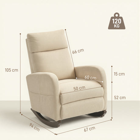 Corduroy Fabric Rocking Chair 67cm Wide - Velmora