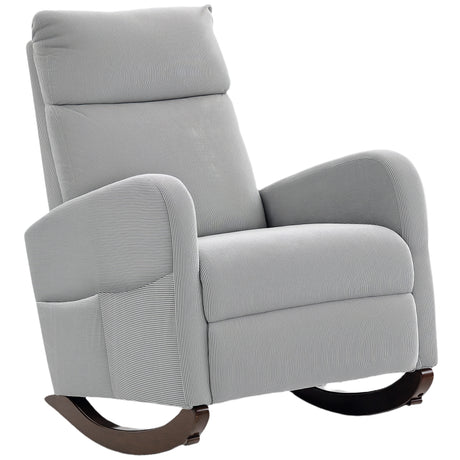 Corduroy Fabric Rocking Chair 67cm Wide - Velmora