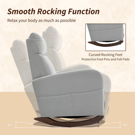 Corduroy Fabric Rocking Chair 67cm Wide - Velmora
