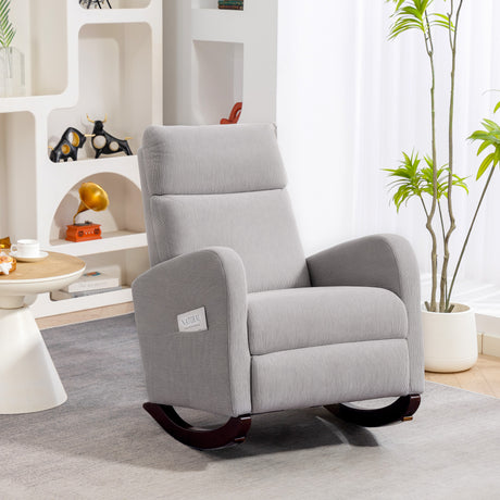 Corduroy Fabric Rocking Chair 67cm Wide - Velmora