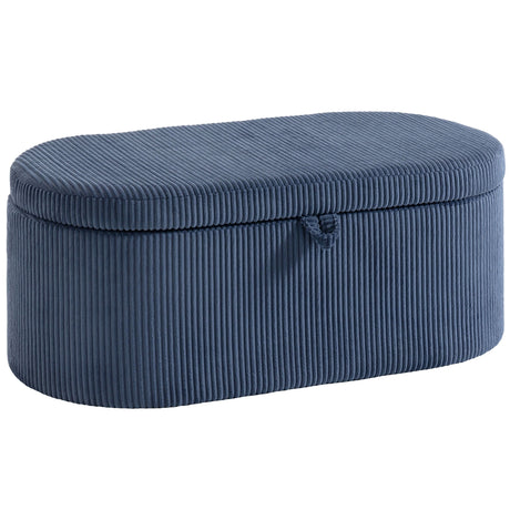 Corduroy Fabric Storage Ottoman 105cm Wide - Velmora