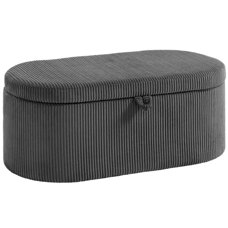 Corduroy Fabric Storage Ottoman 105cm Wide - Velmora