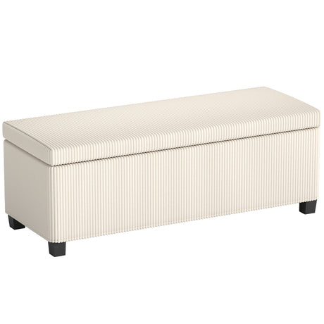 Corduroy Fabric Storage Ottoman 112cm Wide - Velmora