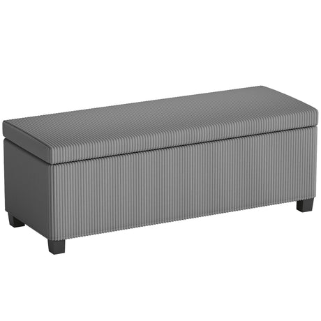 Corduroy Fabric Storage Ottoman 112cm Wide - Velmora