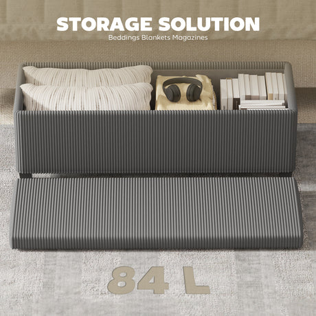 Corduroy Fabric Storage Ottoman 112cm Wide - Velmora